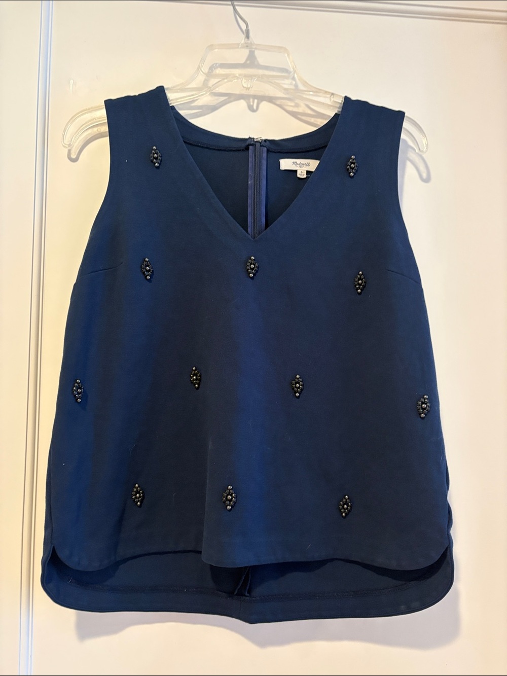 Madewell Navy Beaded V-Neck Camisole
